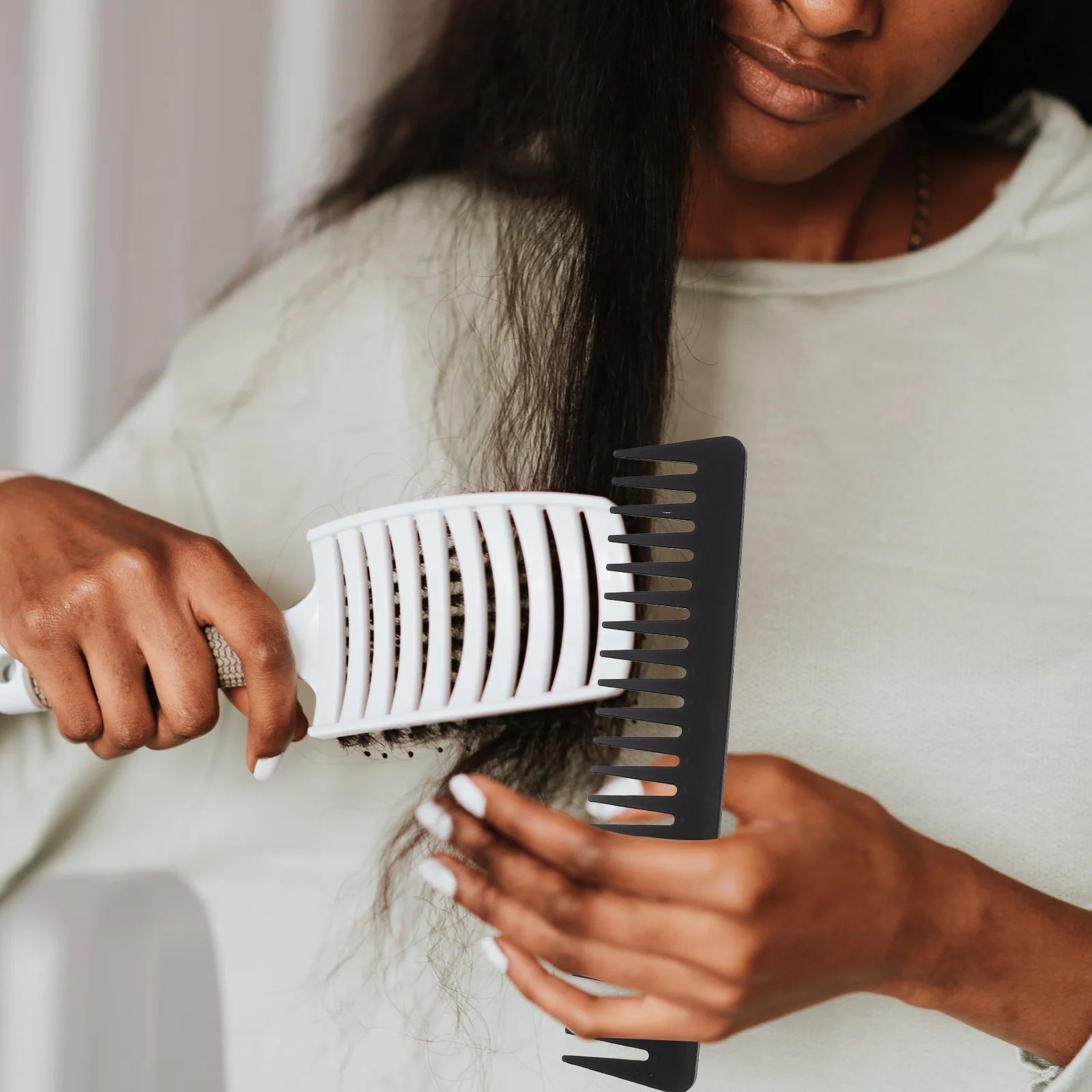 

3pcs Comb Suit Hair Detangler Brush for Blow Drying Set Girls Women Stainless Steel Kids ABS TPE Material