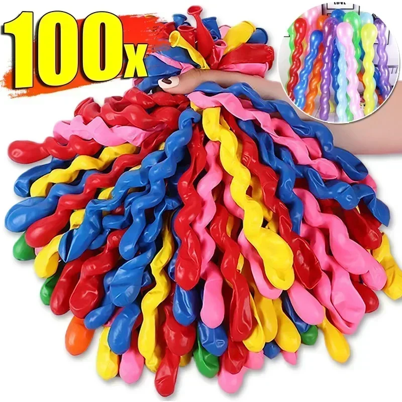 100Pcs Large Screw Twisted Latex Balloons Spiral Long Balloon Home Birthday Party Christmas Decoration Supplies Kids Toys Gifts