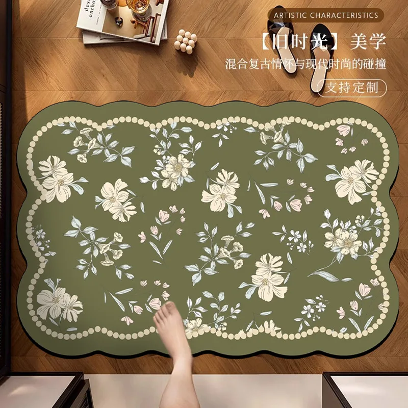 VIKAMA Cartoon Alien Diatomite Rug Entryway Door Mat for Stain Resistance - Indoor Water Absorbing Bathroom Home Decoration
