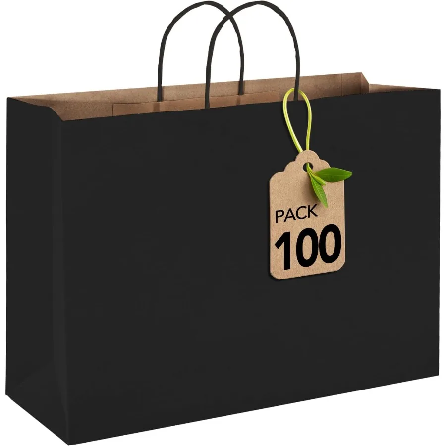 

Подарочная бумагаags, сумки 16x6x12 Inc, 100 упаковок, большие подарочные пакеты из крафт-бумаги, пакетик для вечеринки, переработанная вечеринка, пользу