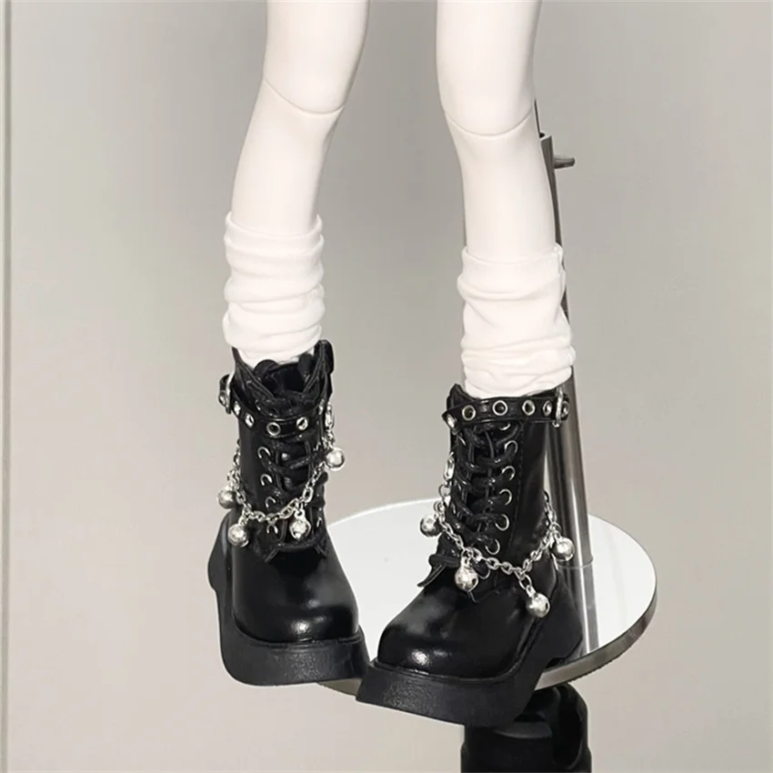 BJD Shoes 1/4 Girls Shoes Black round head platform ankle boots BJD doll accessories