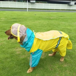 Pet Dog Raincoat Waterproof Full Coverage Large Dog Golden Hair Chai Dog Labrador Four Foot Jumpsuit Reflective Rain Pet Poncho