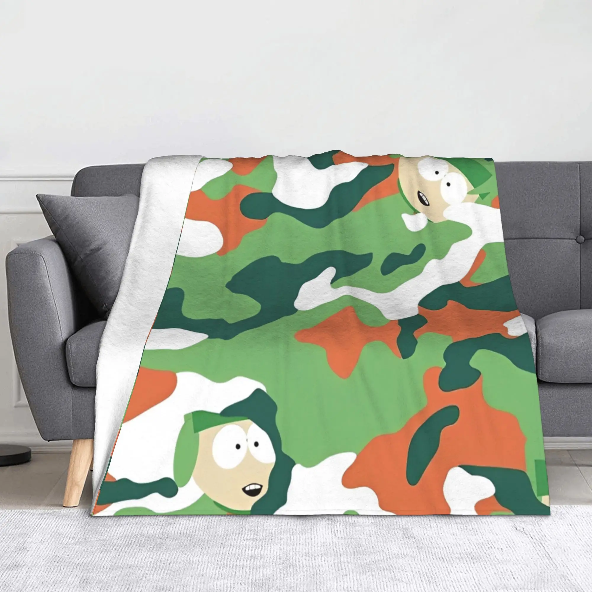 

South-Park Cartoon Kyle Camouflage Blankets Fleece Decoration Breathable Throw Blanket for Bedding Couch Plush Thin Quilt