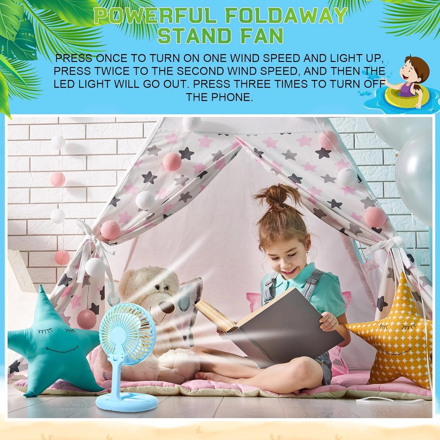 Ventilatore portatile a LED da 4 pezzi Ventilatore per asciugacapelli personale ricaricabile USB Ventilatore per trucco per donna Ventilatore da tavolo da scrivania a 2 velocità Campo telescopico