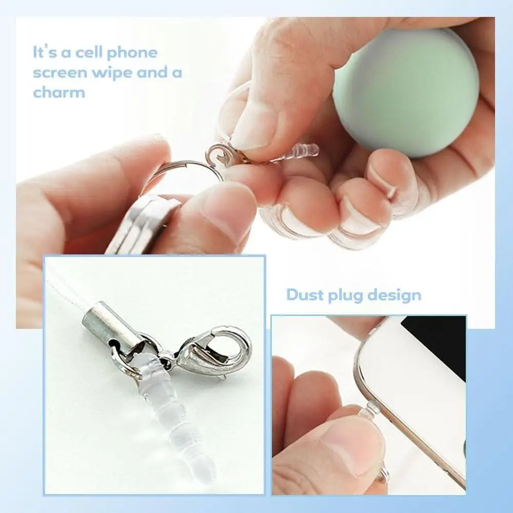 Screen Repair Tool Macaron Phone Screen Cleaner Glasses Wipe Sponge Cleaning Tool Macaron Mobile Phone Pendant Round-shaped