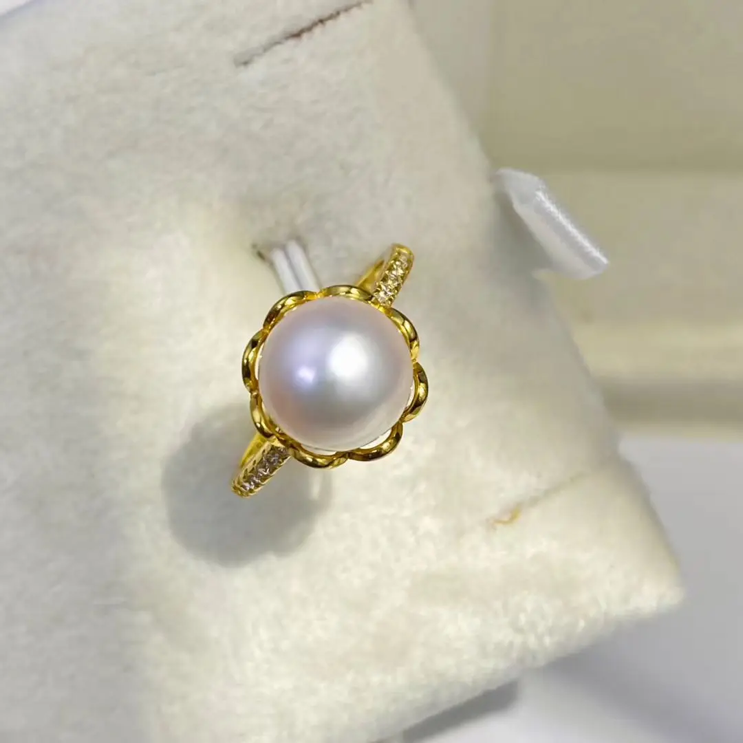 Wholesale S925 Sterling Silver Adjustable Ring Mount Settings Findings Mountings Accessory Parts for 8-9mm Pearls 5pcs/lot