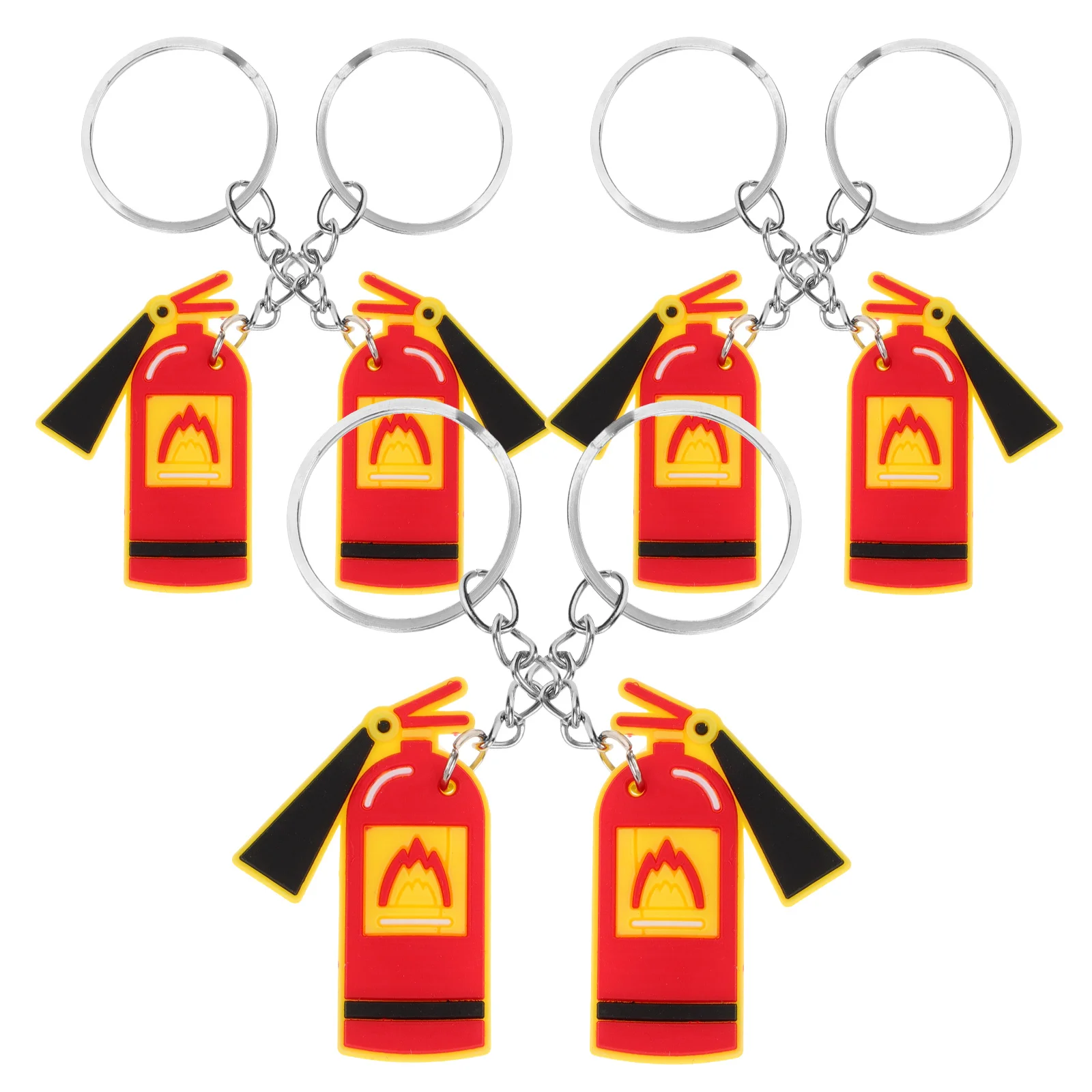 6 Pcs Firefighter Key Chains Keyring Pendant Extinguisher Keychain PVC Car Decor Rings