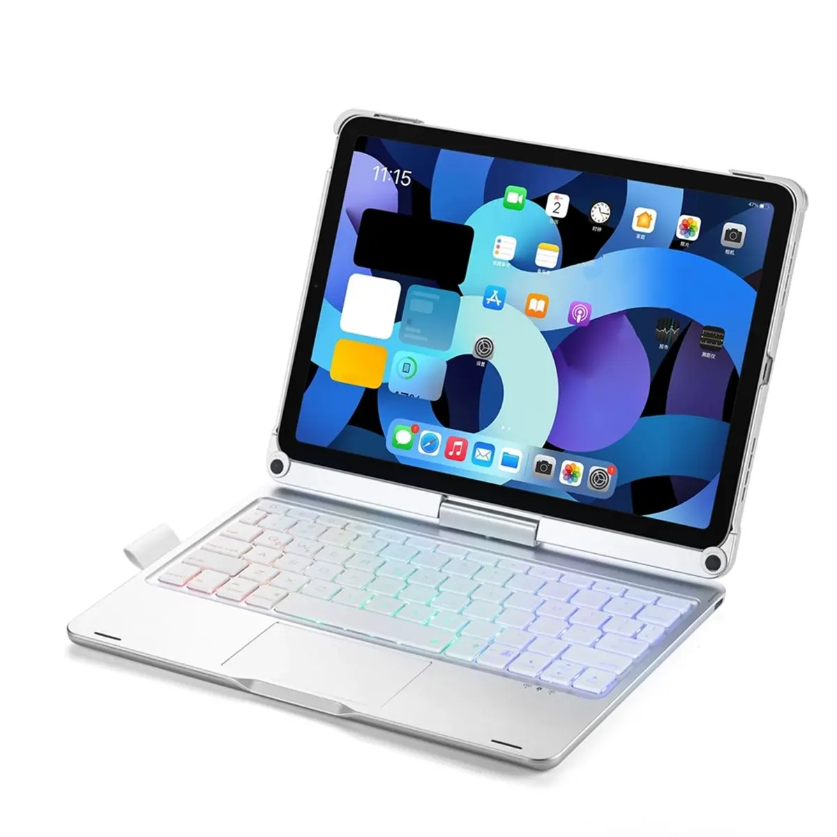 【promo】for-ipad-air-11-2024-air11-2025-case-360-degree-rotatable-foldable-stand-cover-with-bluetooth-keyboard-pen-slot-black