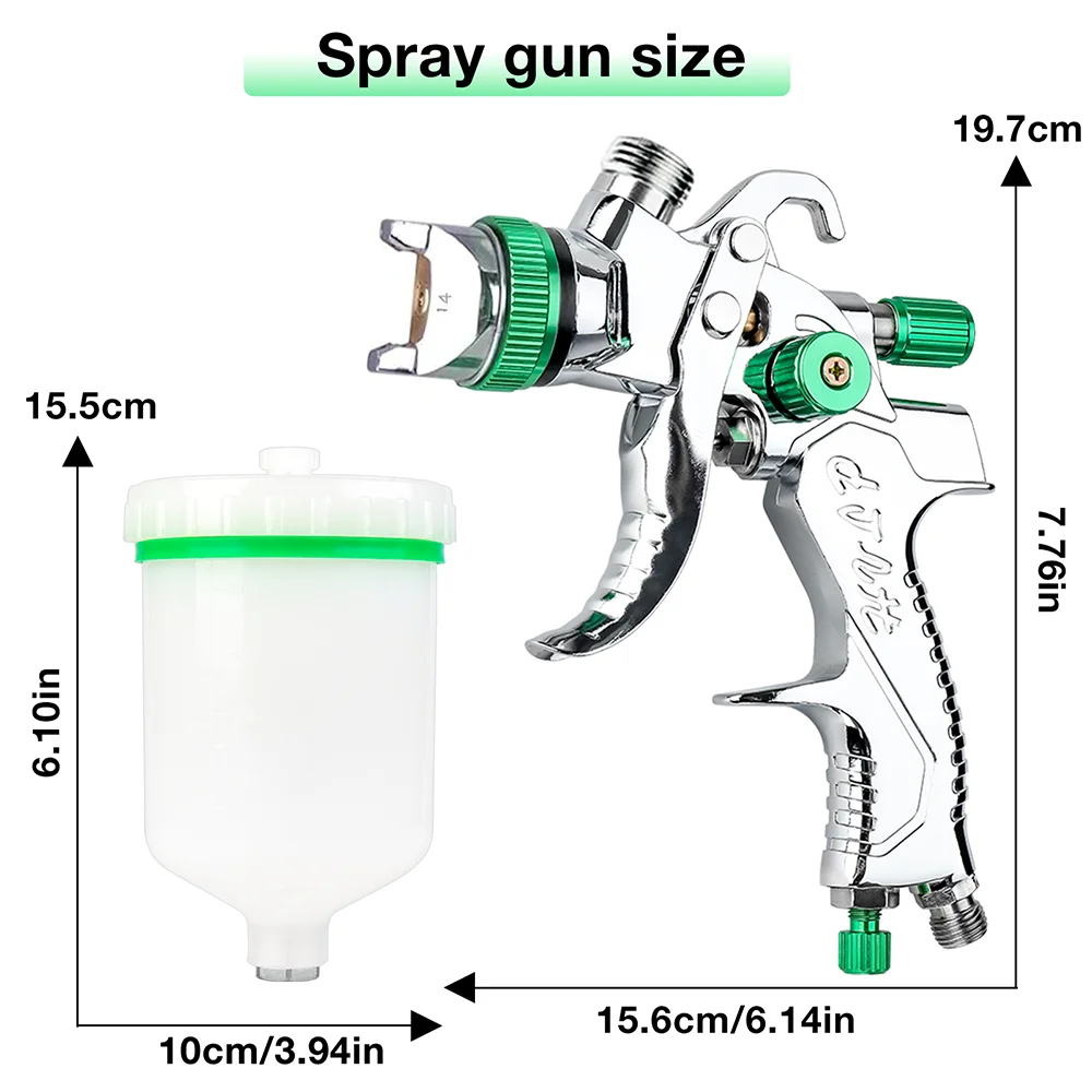 HVLP Professional Spray Gun 1.4mm 1.7mm 2.0mm Steel Nozzle Household Spray Gun Portable Car Paint Spray Gun Kit Pneumatic Tools