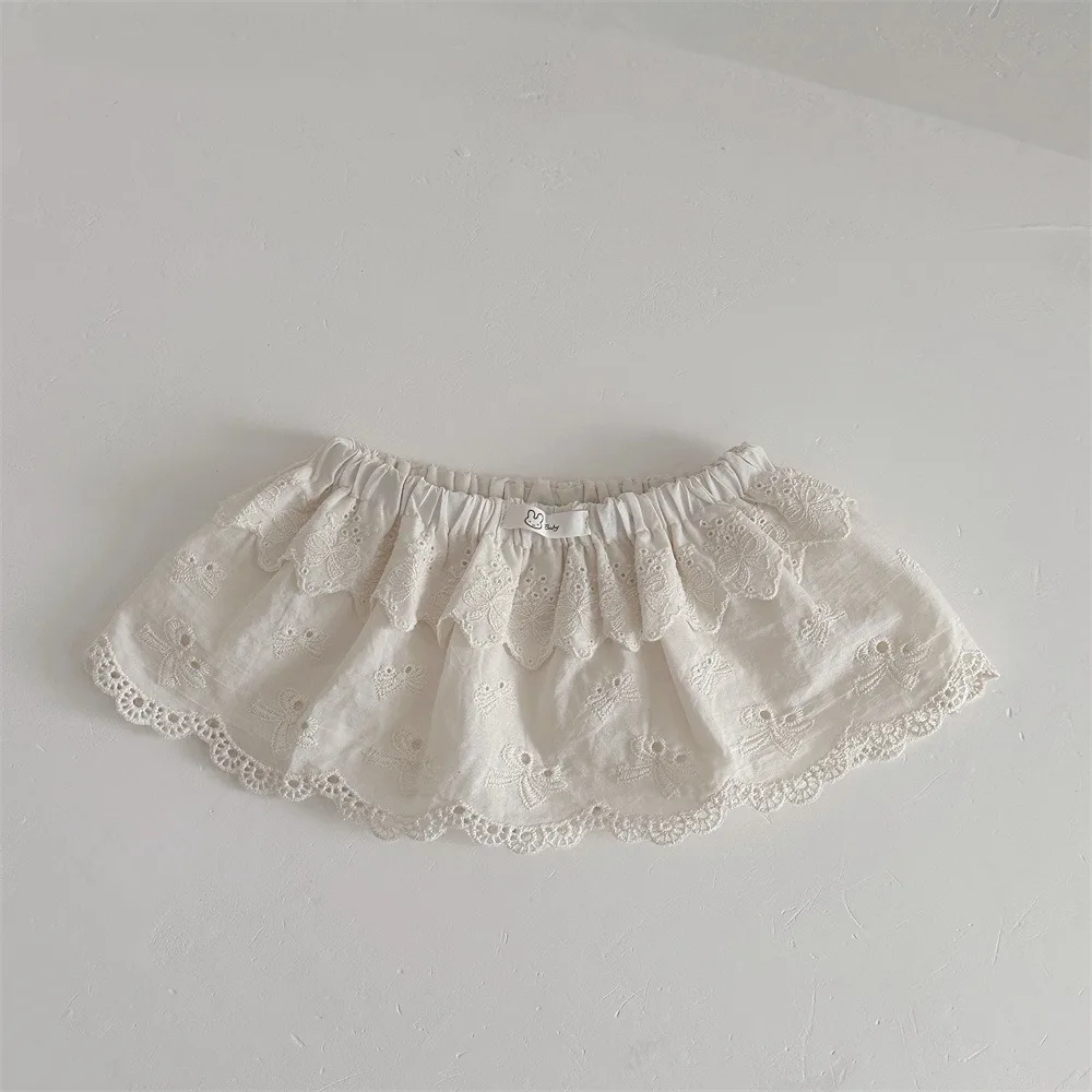 

Fashion Lace Embroidered Harajuku Skirt Lace Layered Lace-up Lap Over Skirts Apron Bandage Skirt Infant Girls