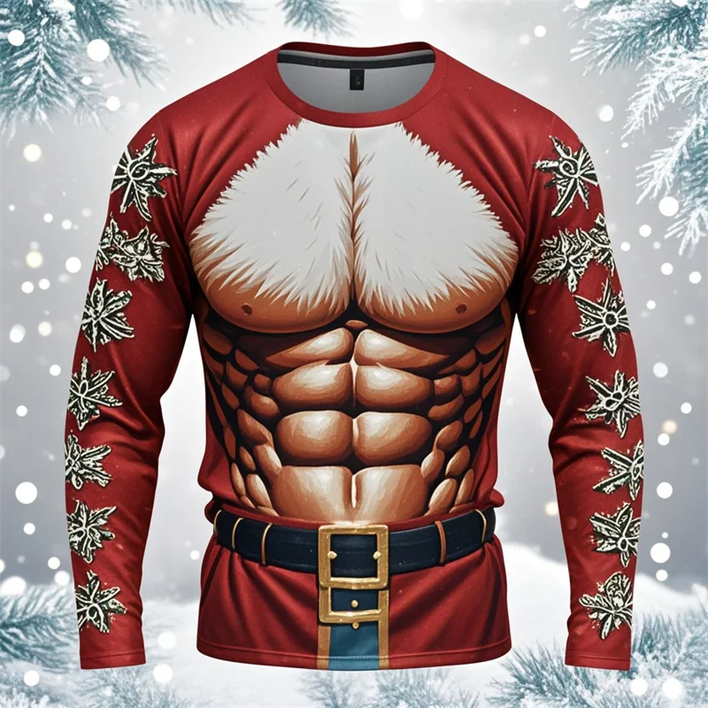 Funny Fake Muscle Graphic Sweatshirts Hilarious Ugly Christmas Sweater Gym Sport Man Pullovers Fitness Tracksuit Y2k Streetwear