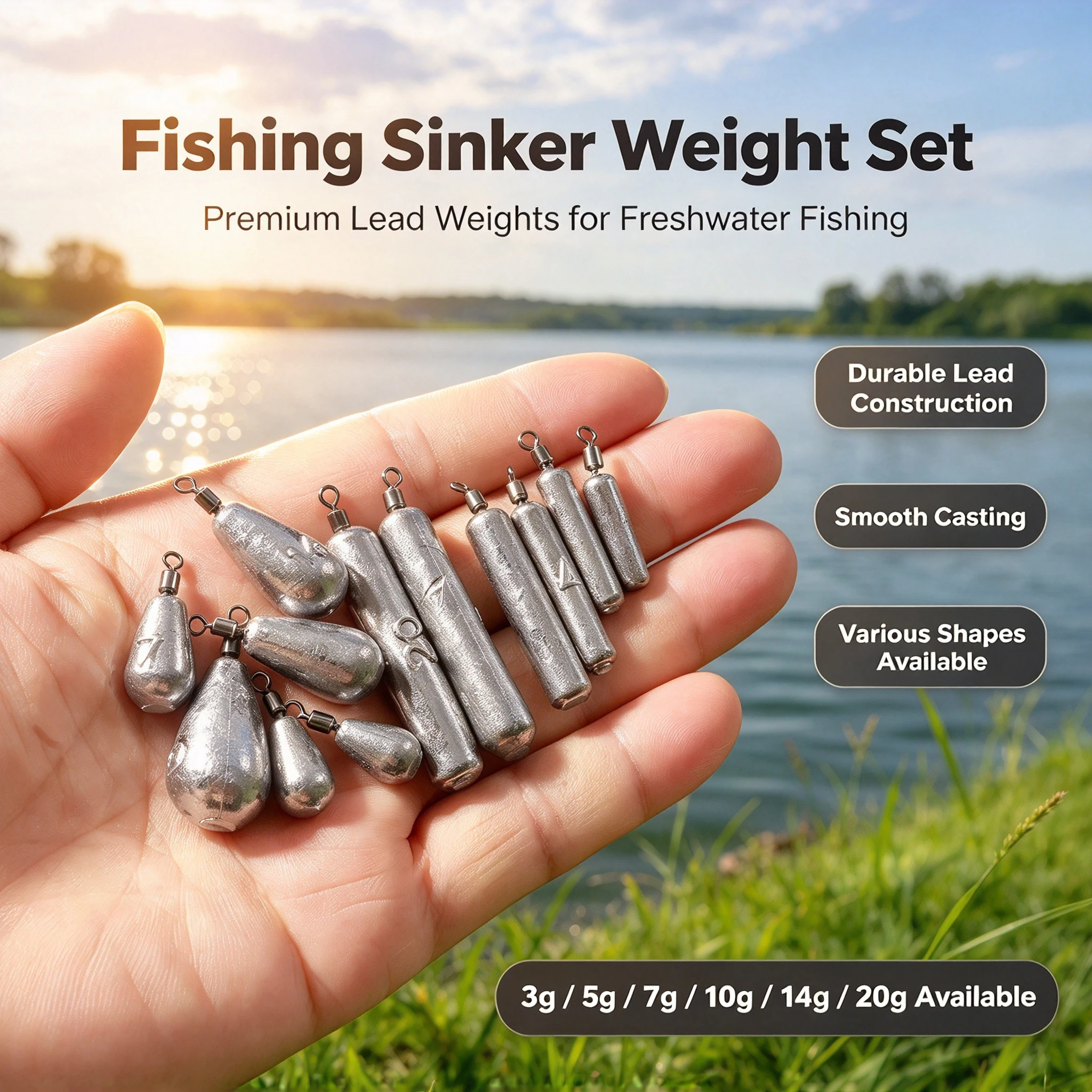 10Pcs Tube Bullet Fishing Weight Sinker 3.5g 5g 7g 10g 14g 20g Drop Shot Casting Jig Head Tackle Kit Pesca Plumb Pendant