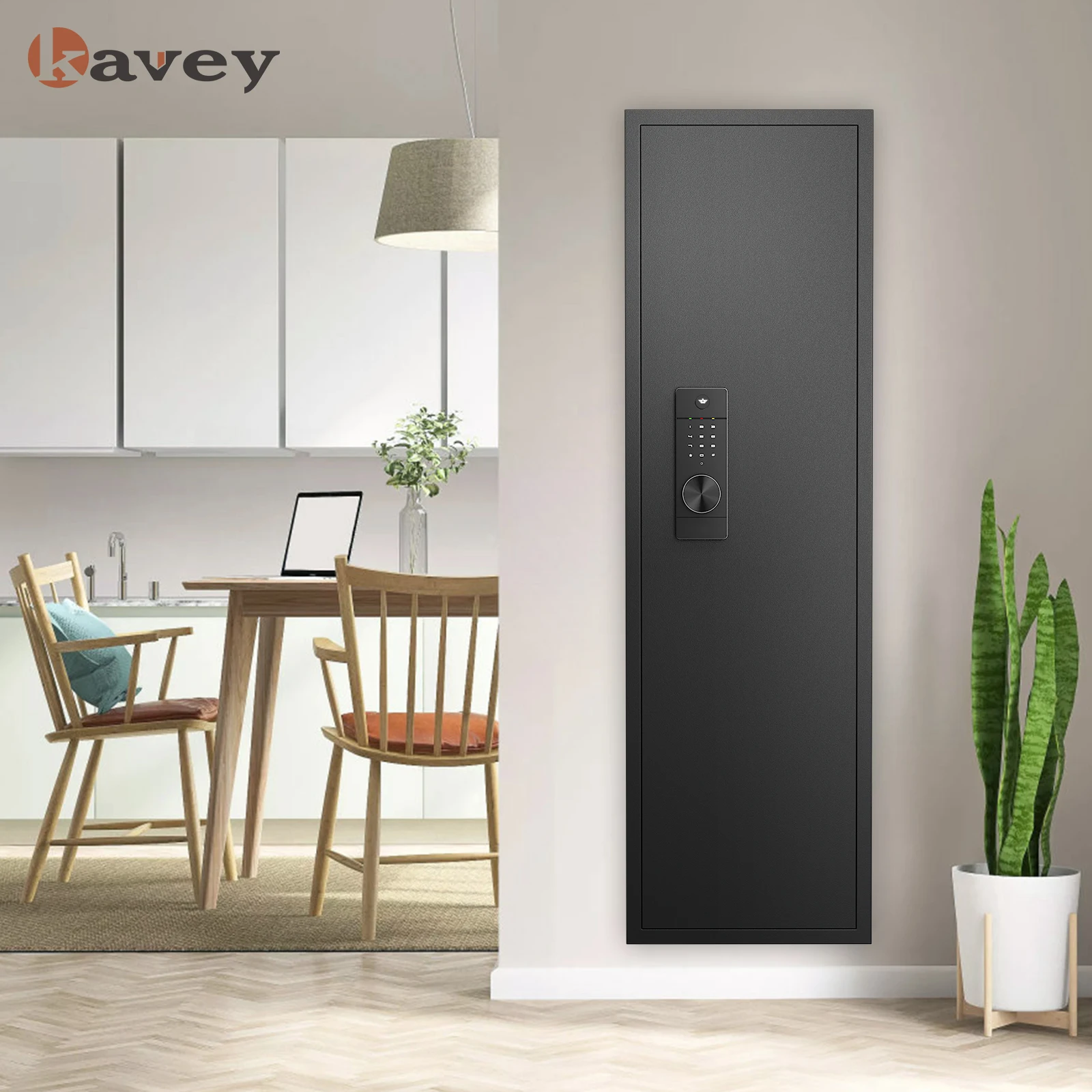 Kavey Wall Safe Between the Studs, Hidden Safe with Dual Alarm System,Silent Mode,3 Adjustable Shelves and Magnetic Slot