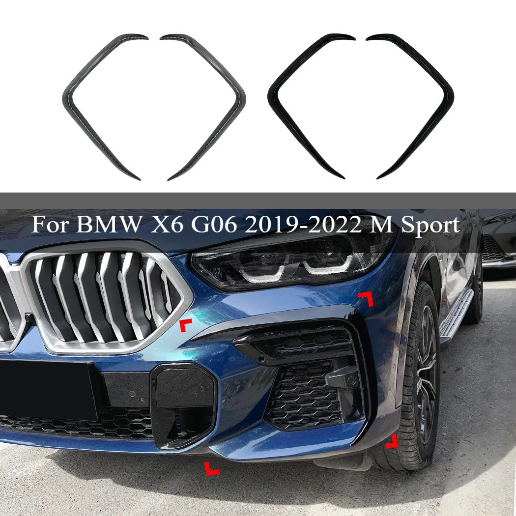 

For BMW X6 G06 2019-2022 M Sport Front Fog Light Lamp Cover Trim Bumper Molding Eyebrow Eyelid Carbon Fiber Chrome Decoration