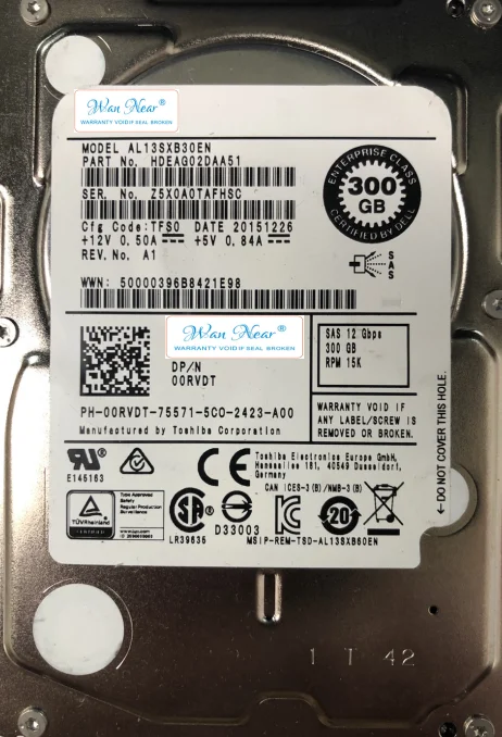 

For DELL AL13SXB30EN 0RVDT 00RVDT 0H8DVC 0CWHNN 0PGHJG 300G 15K 12Gb/s 2.5 SAS server hdd 300GB