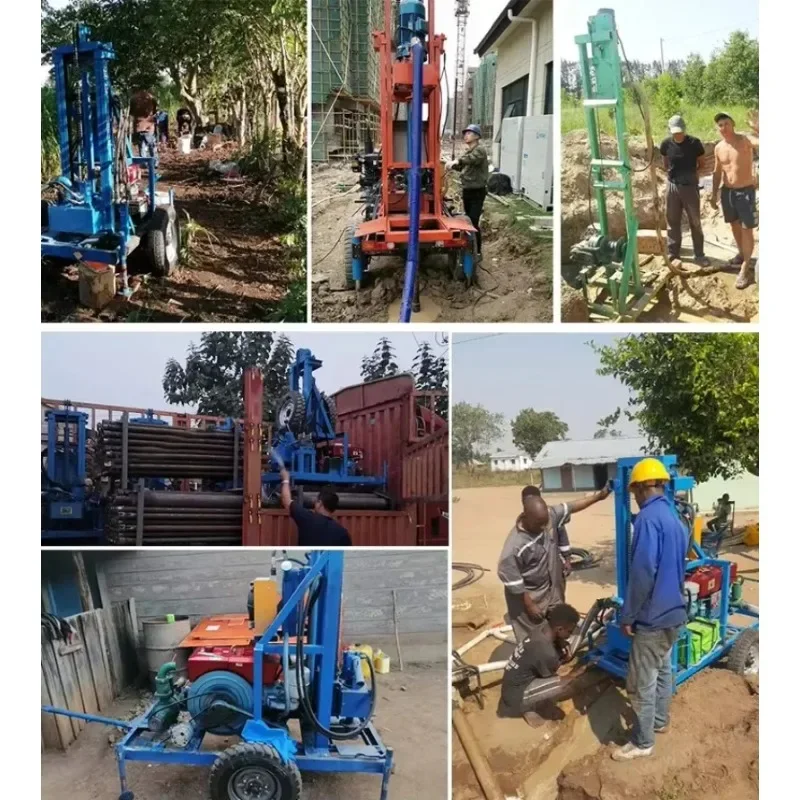 100 Meters Portable Two Wheels Small Water Well Rock Drilling Multi-function Water Well Drilling Rig Borehole Machine Poland