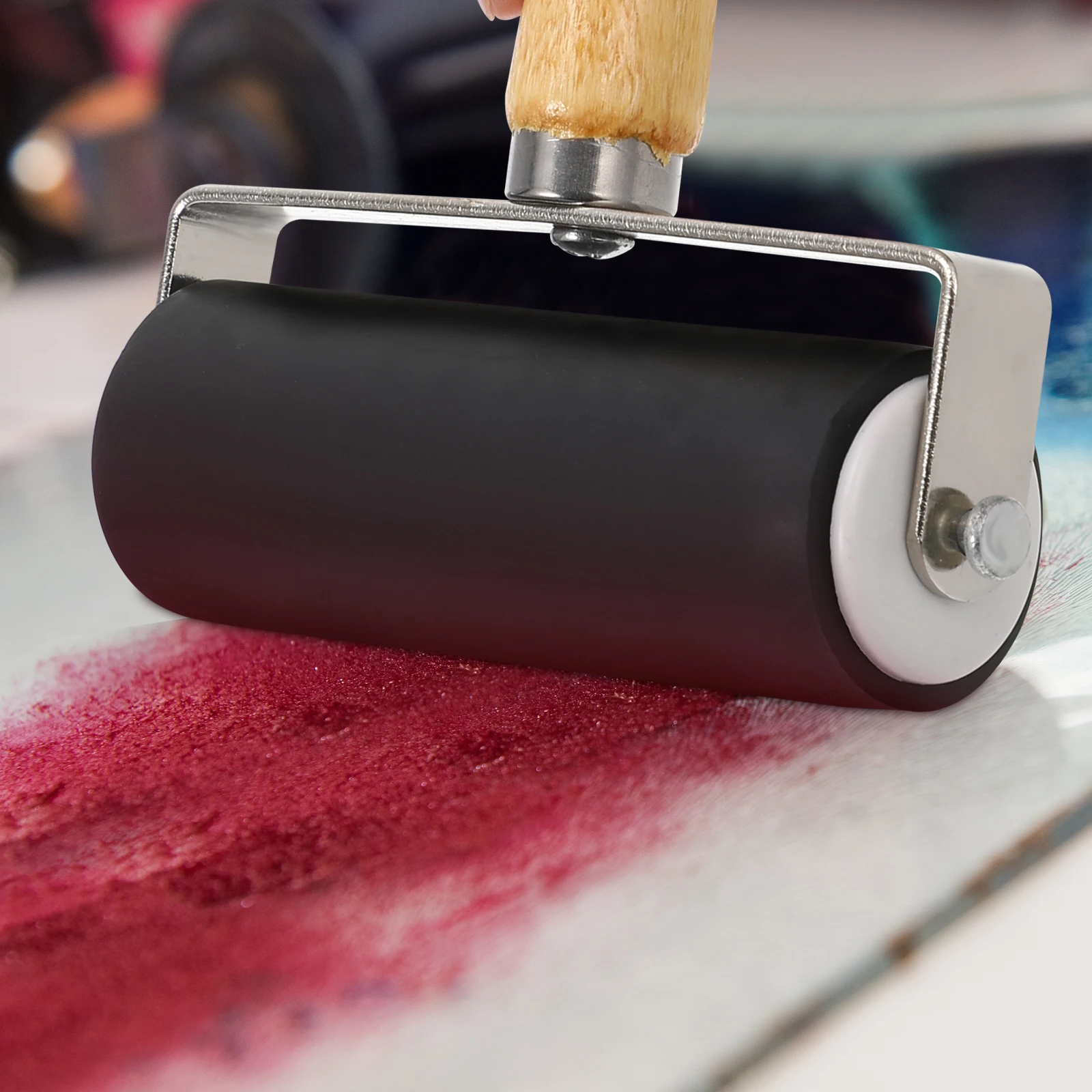 

2pcs Ink Roller Rubber Brayers for Crafts Printmaking Stamping Spreading Ink Glue Easy Use Durability