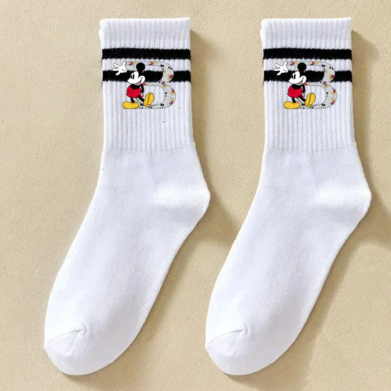 

Mickey Mous Disney A-Z 26 English Letters Summer Casual Kawaii Women Socks Cartoon Unisex Sock Mouse Socks Soft Cotton Socks