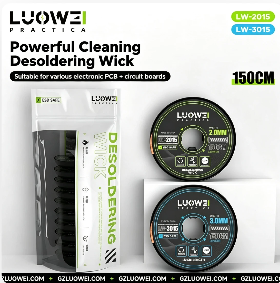 

LUOWEI LW-2015/3015 2/3mm Desoldering Mesh Braid Tape Copper Welding Point Solder Remover Wire Soldering Wick for Soldering