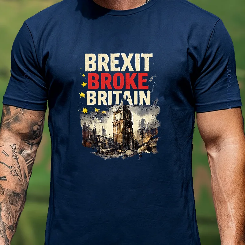 Brexit Broke Britain Farm Field Aerial View Viral Meme Graphic T Shirt Unisex Men Women Retro UK Pop Culture Print Cotton Top