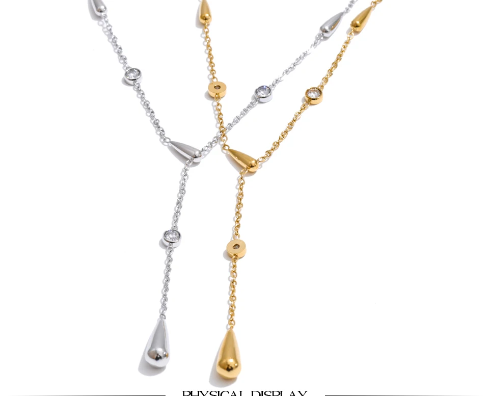 Yhpup Halskette aus Edelstahl mit Zirkonia-Kette für Damen, Sommer, Alltagskleidung, zarte Mode, sexy Schmuckzubehör – Detail 2