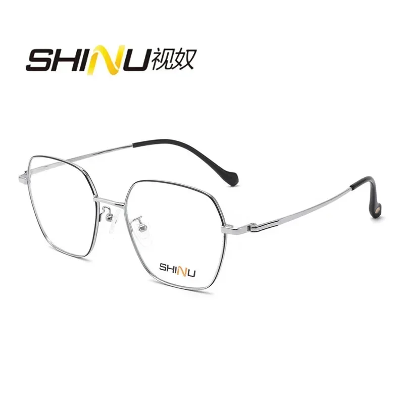 SHINU luxury brand vintage titanium glasses designer multifocal glasses for men resin lenses anti radiation blue light custom