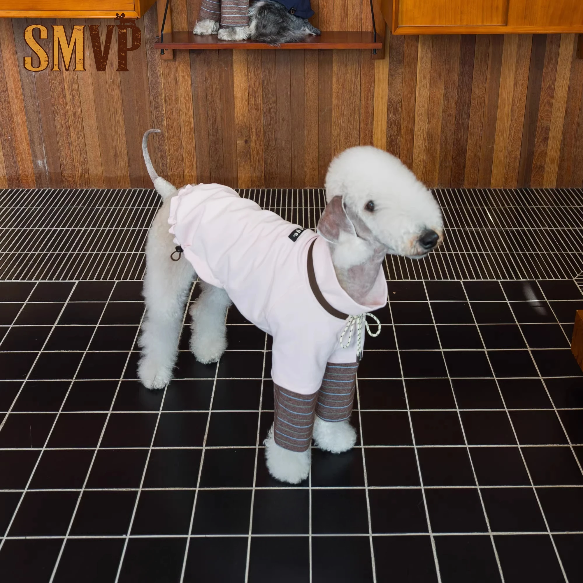 

Spring and Autumn College Style Vintage Splicing Striped Fake Two Piece Sweater Pet Small Medium Dog Clothes Dog Hoodie