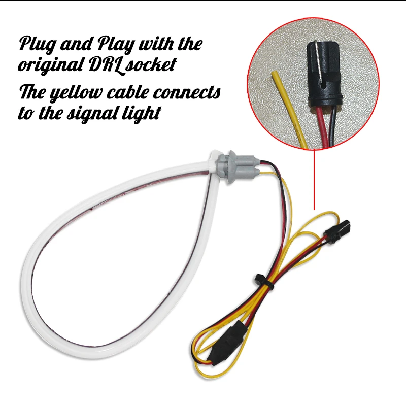 Switchback White & Amber LED Illuminating Headlight Strips Retrofit Kit  For 2013-2015 Honda Accord sedan DRL Turn Signal Light
