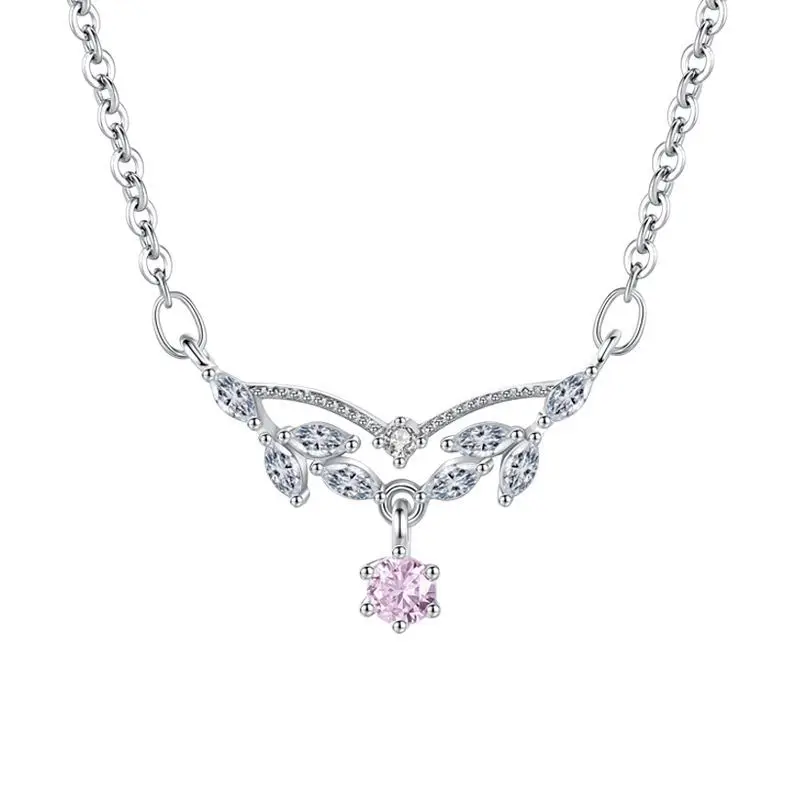 

Pink Cubic Zirconia Crystal S925 Sterling Silver Necklace 925 Fashion Jewellery for Women