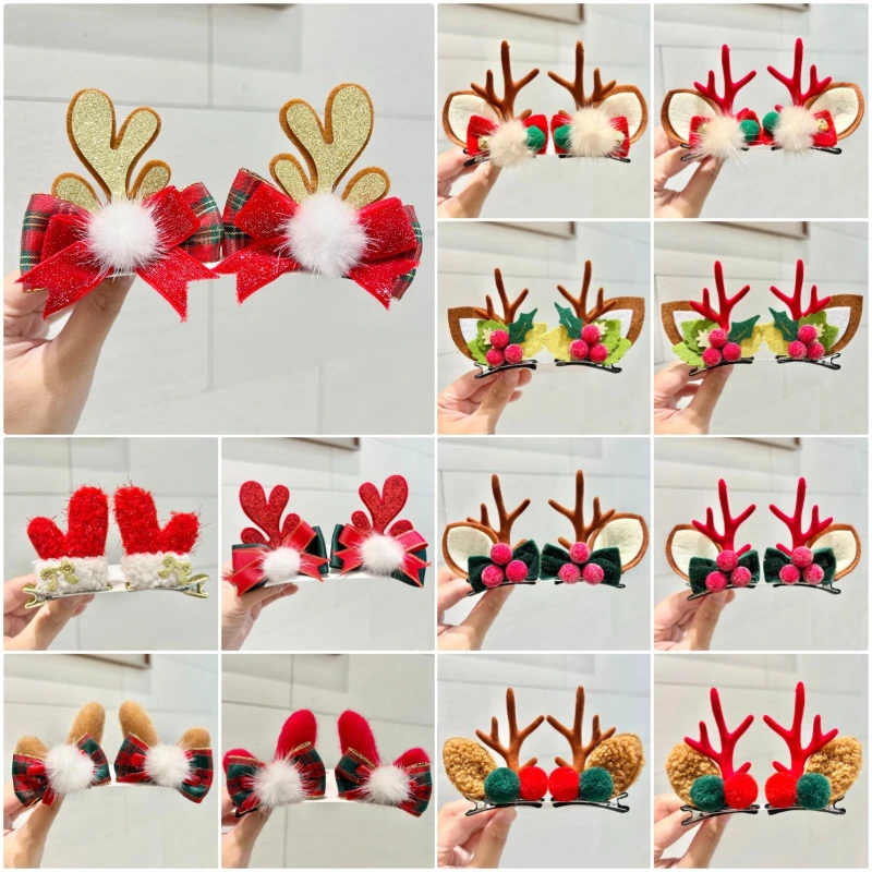 

Cute Antlers Hair Clips Christmas Hairpin Girl Heart Elk Clips Xmas Winter Hairpin Party Cartoon Funny Children's Clip Wholesale