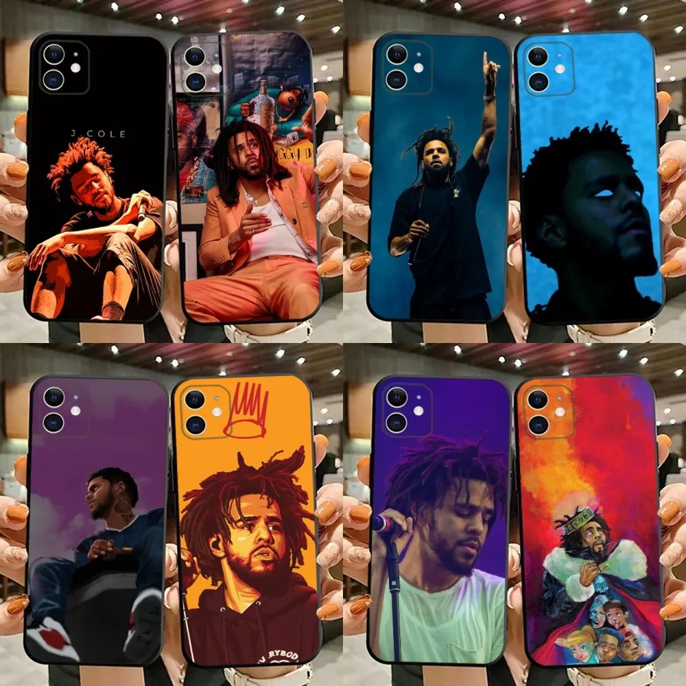 

J Cole Rapper Phone Case For iPhone 15,14,13,12,11,Plus,Pro Max,XS,X,XR,SE,Mini,8,7 Soft Silicone Black Cover