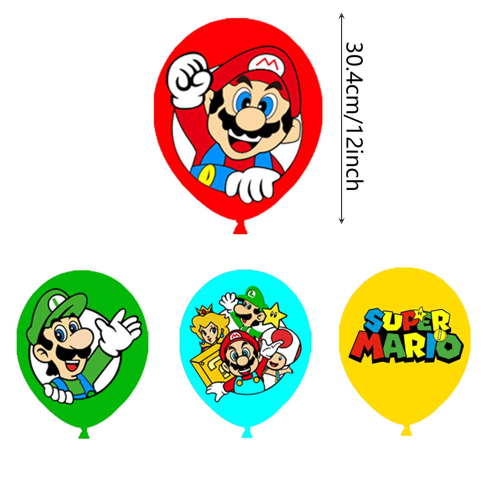 12 قطعة من بالونات اللاتكس لحفلات أعياد الميلاد من سوبر ماريو بروس مقاس 12 بوصة، بالونات ماريو لحفلات أعياد الميلاد، بالونات ماريو #2