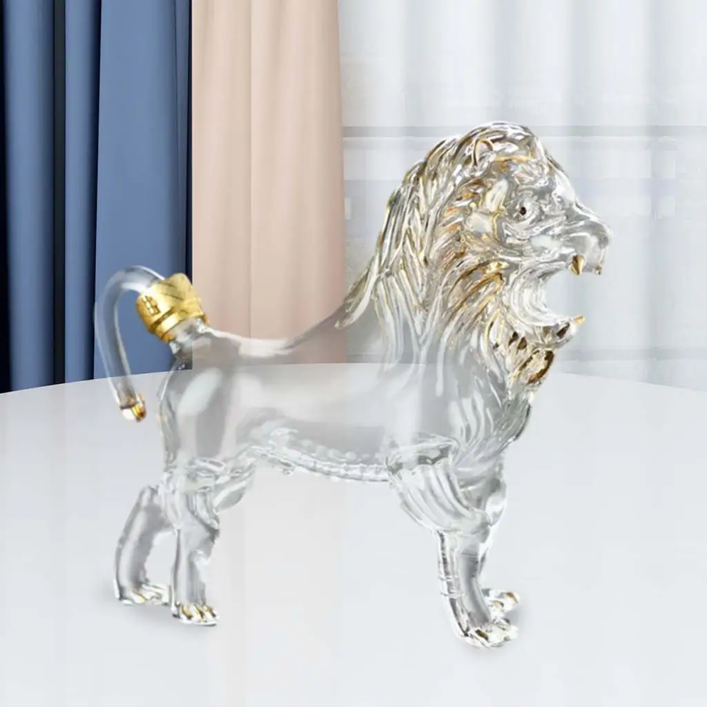 Handcrafted Lion Shape Whiskey Wine Decanter Glass Bottle for Vodka Bar Home Drinkware Gifts