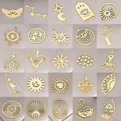 3pcs Star/Moon/Sun Gothic Charms Stainless Steel Pendant DIY Vintage Tassels Earring for Women Jewelry Making Craft Accessories
