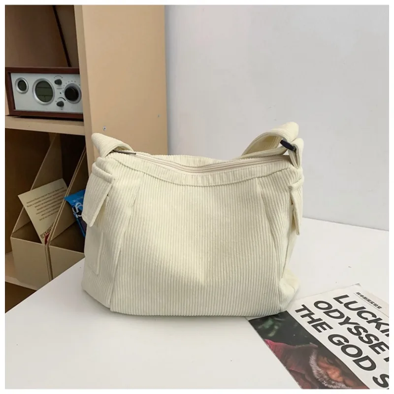 

Вельветовая сумка через плечо с застежкой-молнией и регулируемым плечевым ремнем, повседневная универсальная сумка-мессенджер