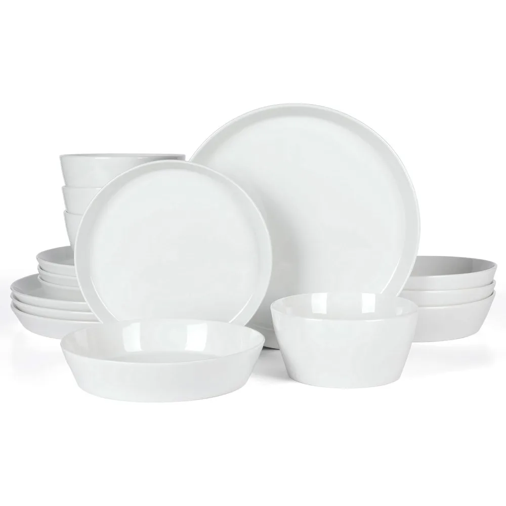 

Selma Chip & Scratch Resistant Dinnerware Set, Plates and Bowls Dishes Set, White