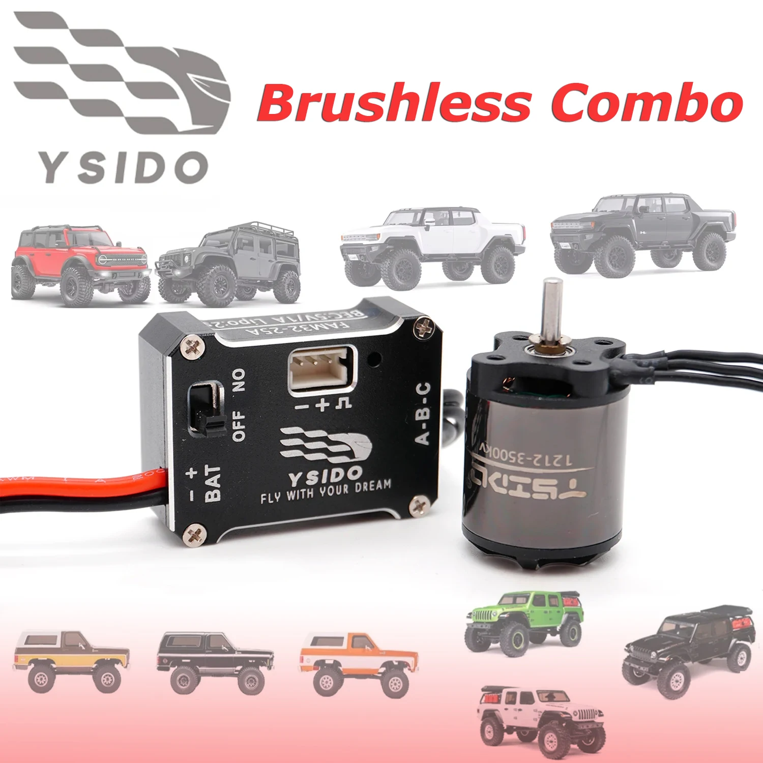 

YSIDO 1212 3500KV Brushless Motor FAM32 25A ESC 2S BEC 5V/1A for 1/18/ 1/24 1/28 RC Mini Car Climbing Drift TRX4M Upgrade Parts