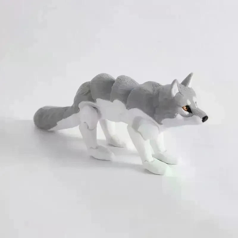 Printed Articulated Husky Figurine With Flexible Joints And Realistic Look Perfect For Home Decor And Gifts For Wolf Lovers 3D