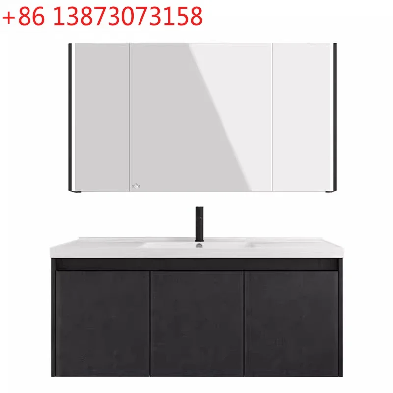 Nordic light luxury solid wood smart bathroom cabinet combination wash basin toilet washstand
