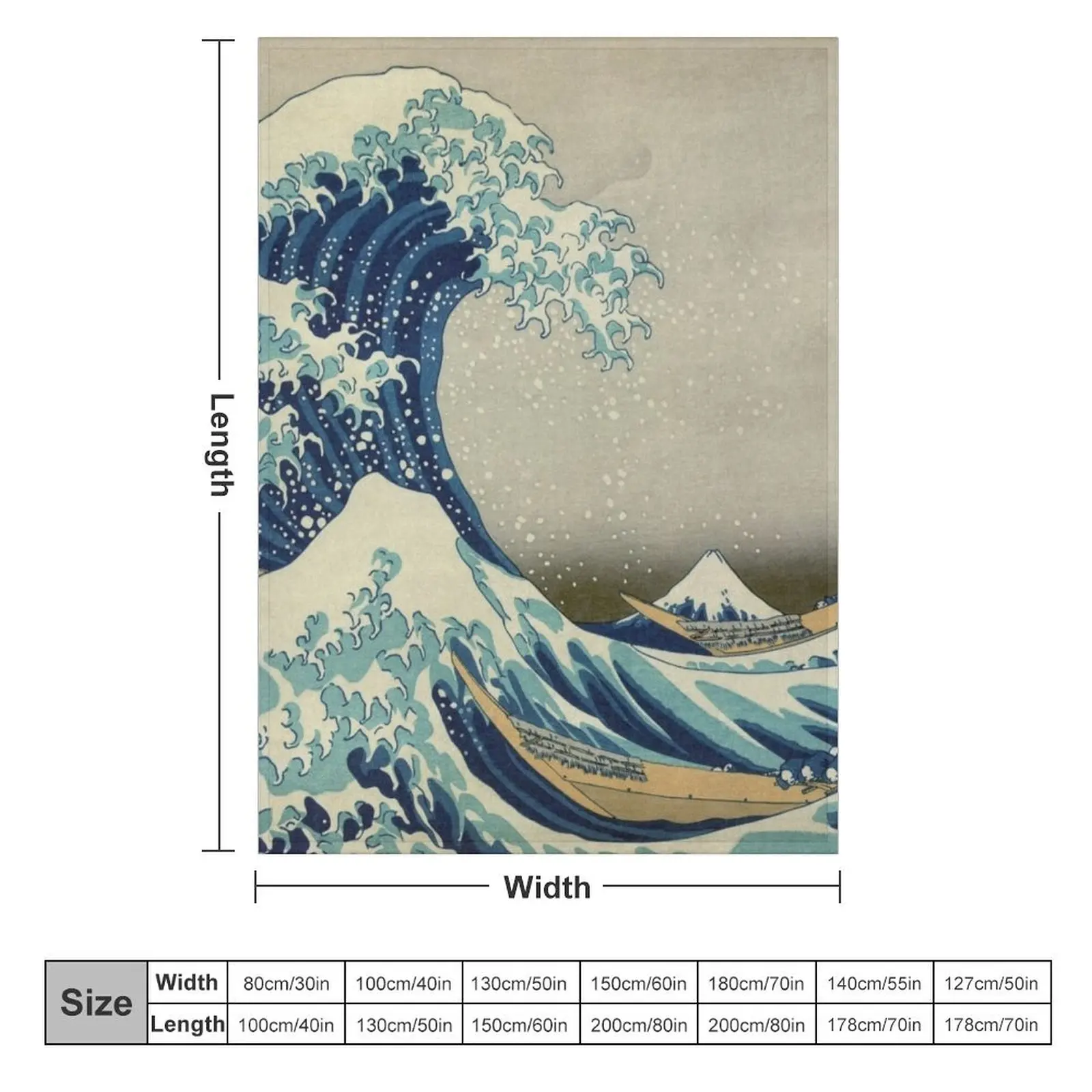 Great Wave T-Shirt - Hokusai Duvet Surfing Kanagawa Mount Fuji Sticker Throw Blanket Weighted Polar cosplay anime Blankets