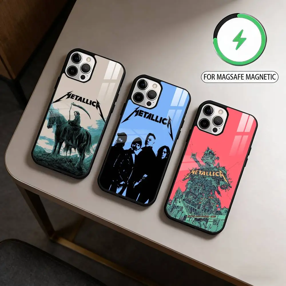 

M-Metallica B-Band Phone Case For iPhone17,16,15,14,13,12,11 Plus,Pro Max Magnetic For Magsafe Wireless Charging