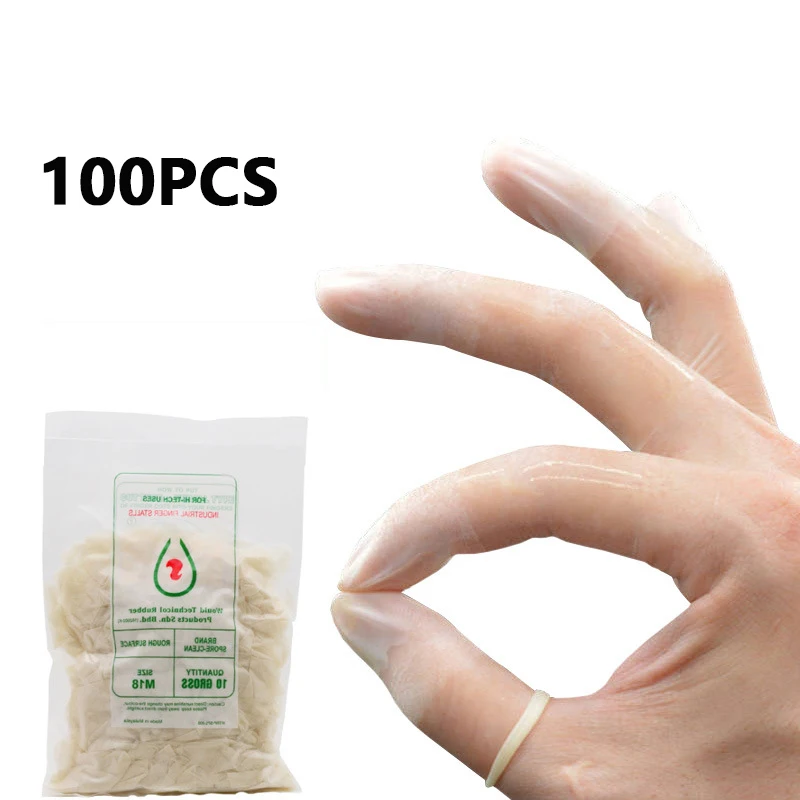 100pcs/pack Rubber Non-slip Anti-static Finger Cots Disposable Latex Finger Cover Fingertips Protector Gloves Nail Art Tool