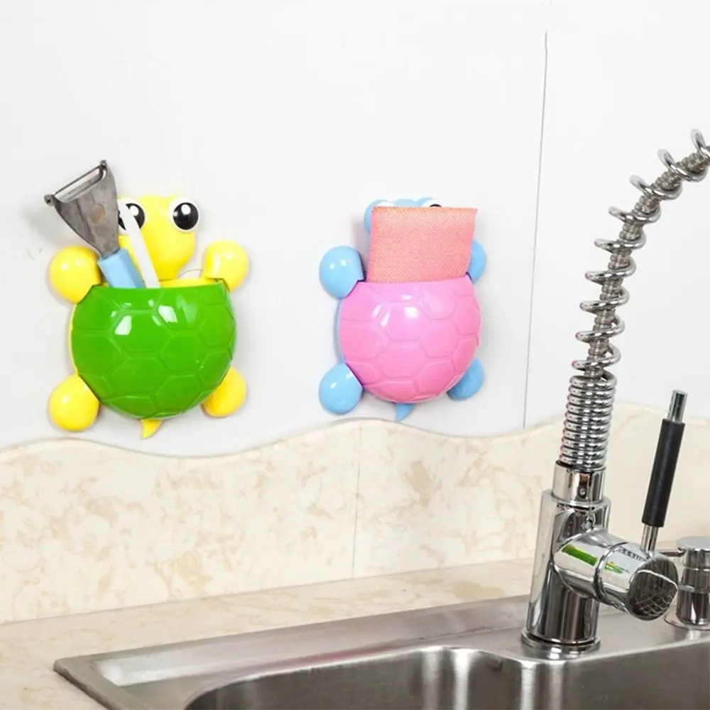 Cute Cartoon Tortoise Shaped Toothpaste Rack Strong Suction Cup Plastic Toothbrush Holder Bathroom Wall Suction Tooth Holder