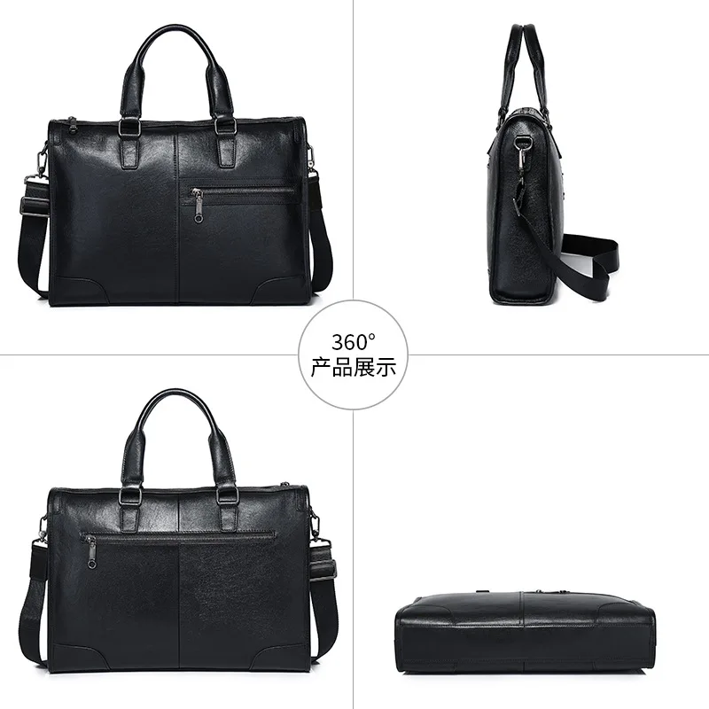 New Men's Handheld Business Laptop Messenger Luxury Brand Men Bag High-end First Layer Cowhide Briefcase Leather Man Bags