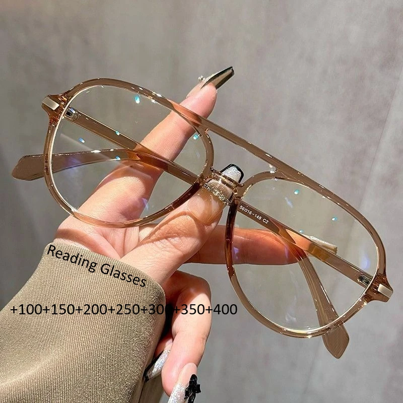 Fashion Pilot Reading Glasses Large Frame Anti Blue Light HD Presbyopia Glasses Ultra Light Unisex Optical Spectacle Eyeglass