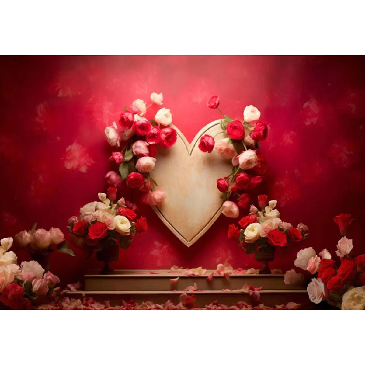 

Allenjoy Valentine's Day Red Roses Heart Backdrop