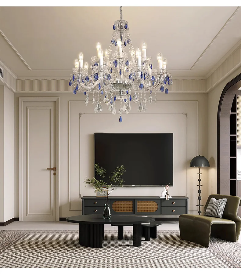 European K9 Crystal Chandelier Living Room Candle E27