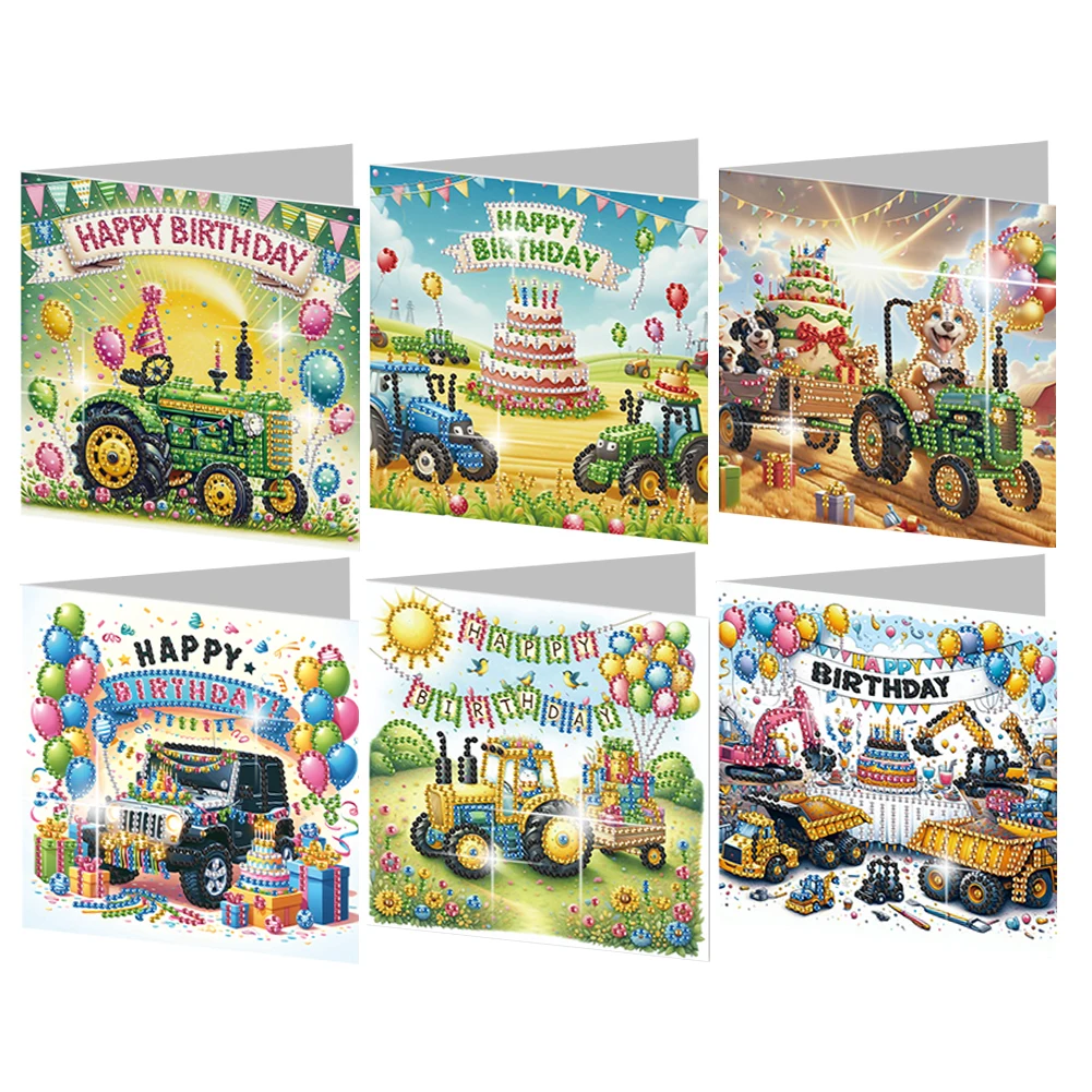 6개 DIY 라인스톤 다이아몬드 아트 모자이크 엽서 동물 패턴 다이아몬드 아트 감사 카드 및 휴일 축복 카드