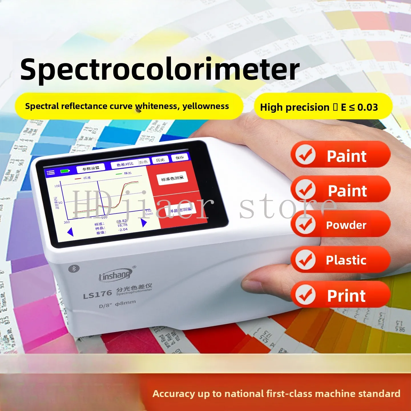 

Color difference detector High precision spectrophotometer Portable color difference detector Paint printing color tester