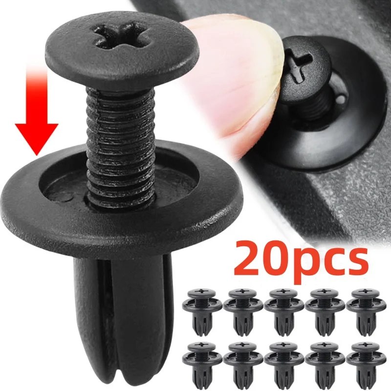 20pcs 8mm Plastic Rivets Fasteners Screw Car Bumper Fender Black Rivet Car Fastener Clips for Toyota Focus Kia Nissan Yamaha